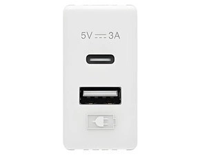 Usb nabíječka GEWISS GW20363, typ a+c, 3 a, bílá, system