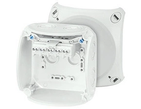 HEN KF 0402 G Krabicová rozvodka pro nechráněné venkovní instalace, šedá, s předlisy, s 5 pólovou sv