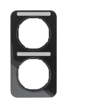 HAG 10122125 Rámeček 2-násobný s popisovým polem, svislý, Berker R.1, černá, lesk