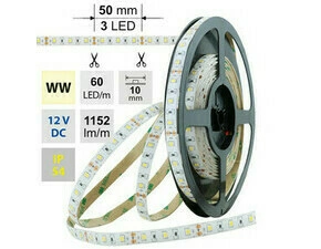 LED pásek MC LED SMD2835 WW, 60LED/m, 14,4W/m, 1152lm/m, IP54, DC 12V, 10mm, 5m