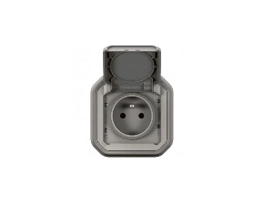 Zásuvka jednonásobná LEGRAND PLEXO 069831L, 2P+T, zapuštěná montáž, clonky, šedá