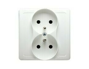 Zásuvka SIMON BMGZ2Z/11, 2 nás, cl., kolíky naproti sobě, 16A/250V~, šr. sv., bílá