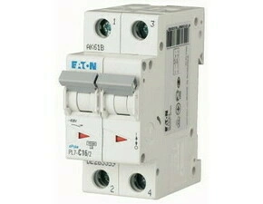 Jistič dvoupolový EATON 262765 PL7-B16/2 PL7, char B, 2-pólový, Icn=10kA, In=16A