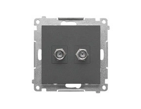 Zásuvka anténní SIMON TASF2.01/116, 2 násobná typ „F”, pro jednotlivé instalace, grafitová matná