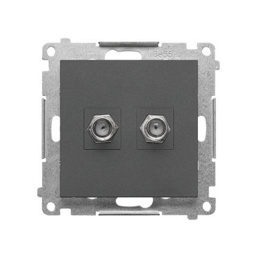 Zásuvka anténní SIMON TASF2.01/116, 2 násobná typ „F”, pro jednotlivé instalace, grafitová matná