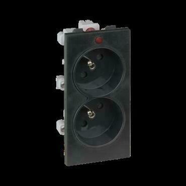 Zásuvka CIMA SIMON S2/14, 2 nás., Schuko se sign., 16A/250V~, šr. sv., šedá grafit