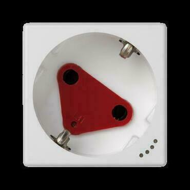 Zásuvka K45 SIMON KLS01/9, 1 nás., Schuko DATA se sign., natoč., klíč, 16A/250V~, šr. sv., bílá