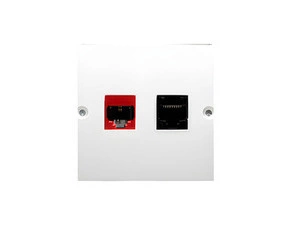 Zásuvka datová SIMON BASIC BM5T.02/11, RJ45 kat. 5e+telefonní RJ12 (přístroj s krytem), bílá