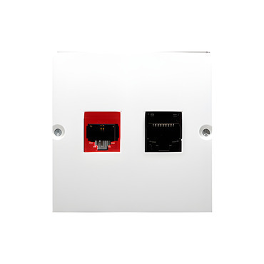 Zásuvka datová SIMON BASIC BM5T.02/11, RJ45 kat. 5e+telefonní RJ12 (přístroj s krytem), bílá