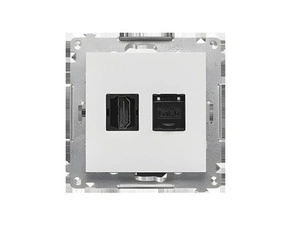 Zásuvka HDMI+datová SIMON 55 TGHRJ45.01/114, RJ45 kat. 6 (přístroj s krytem), světle šedá matná