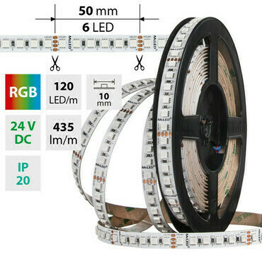 LED pásek MC LED SMD4040 RGB, 120LED/m, 14W/m, DC 24V, 435lm/m, IP20, 10mm, 5m