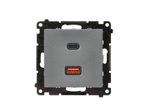 Nabíječka USB SIMON TEC2CAQ.01/116, 2 násobná, 1x USB typ C+1x USB typ A, 30 W, grafitová matná