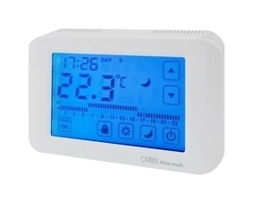EL 1080120 Termostat ORBIS MIRUS TOUCH, bytový, digitální-dotykový, bílý, 10A (3A), 250V AC (bal.1)