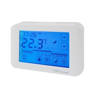 EL 1080120 Termostat ORBIS MIRUS TOUCH, bytový, digitální-dotykový, bílý, 10A (3A), 250V AC (bal.1)