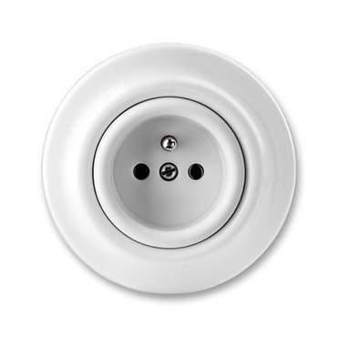 Zásuvka jednonásobná ABB Decento 6619K-C06357, bílá-porcelán, s clonkami (typ 6619)