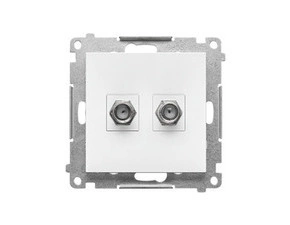 Zásuvka anténní SIMON TASF2.01/111, 2 násobná typ „F”, pro jednotlivé instalace, bílá matná