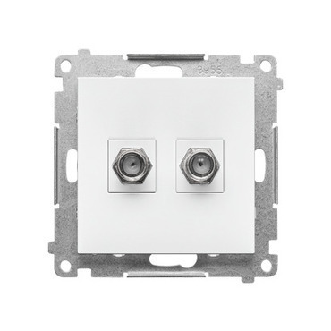 Zásuvka anténní SIMON TASF2.01/111, 2 násobná typ „F”, pro jednotlivé instalace, bílá matná