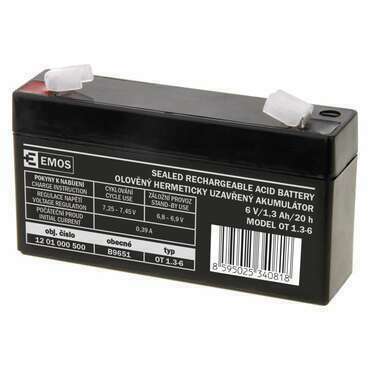 Akumulátor olověný EMOS AKU.SLA 6V 1,3AH FAST.4,7 MM B9651