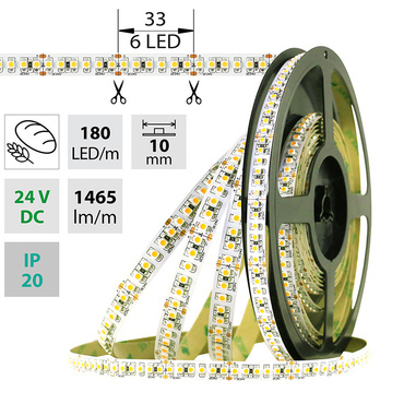LED pásek MC LED SMD3528B, 180LED/m, 14,4W/m, 1241lm/m, IP20, DC 24V, 10mm, 5m, potraviny-pečivo