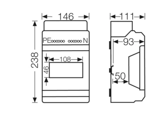 HEN KV 1506 Jističová skříň 1x 6 modulů, se svorkovnicí PE/N, kabelové vstupy přes elastické membrán