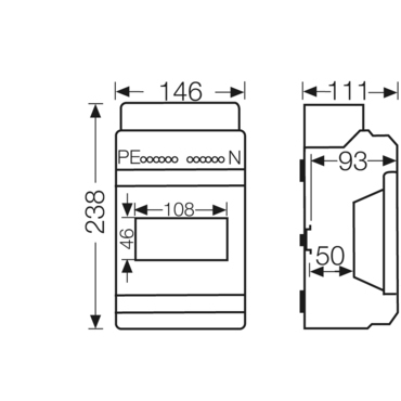 HEN KV 1506 Jističová skříň 1x 6 modulů, se svorkovnicí PE/N, kabelové vstupy přes elastické membrán
