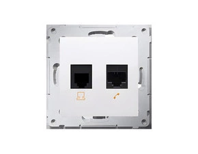 Zásuvka datová SIMON 54 D5T.01/11, RJ45 kat. 5e+telefonní RJ12 (přístroj s krytem), bílá