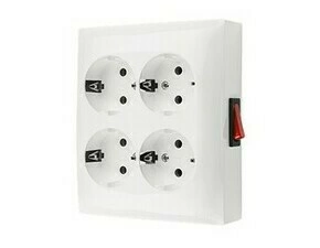 Zásuvka Schuko SIMON AQUACLICK ACGSZN4W1/11, 4 nás., IP20, spínač, bez víčka, 16A/250V~, šr. sv., b