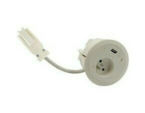 Vestavná stolní zásuvka: 1 zásuvka+USB nabíječka (typ A), připojení pomocí konektoru, bílá