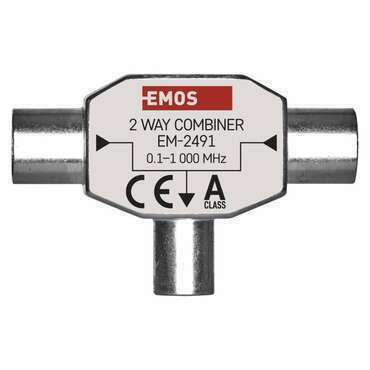Slučovač anténní EMOS J0197, 2x vstup, 1x výstup, IEC konektor