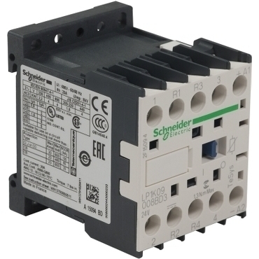 SCHN LP1K09008BD3 MiniStykač 9A 4P (2+2) 24V DC,cívka s integr.ochr. RP 0,24kč/ks