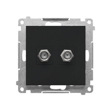 Zásuvka anténní SIMON TASF2.01/149, 2 násobná typ „F”, pro jednotlivé instalace, černá matná