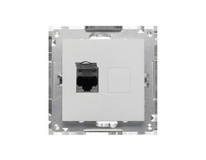 Zásuvka datová SIMON 55 T61.01/143, 1 násobná RJ45 6. kat. s protiprachovou clonkou, hliníková matná
