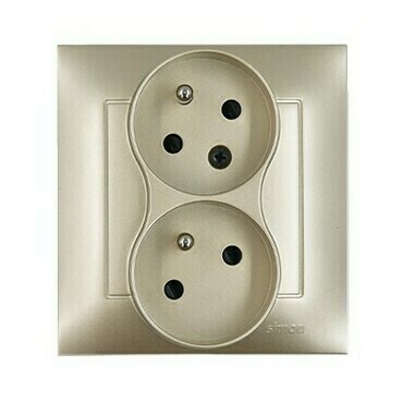 Zásuvka SIMON DGZ2TSZ/44, 2 nás., cl., pootoč., šr. sv., zlatá metalíza