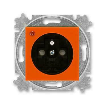 Zásuvka jednonásobná ABB Levit 5599H-A02357 66, oranžová/kouř. černá, s ochranou před přepětím