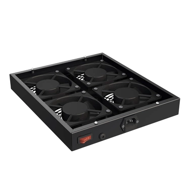 Jednotka ventilační CONTEG DP-VEN-04, 19", 1U, 4 ventilace s termostatem, univerzální, černá