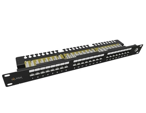 Panel patch SOLARIX SX24L-6-UTP-BK-N, 19", CAT6, UTP, 24x RJ45, 1U, vyvazovací lišta, černý