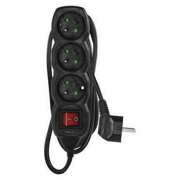 EMOS PC1311 PRODLUŽ. 3Z 1,5M S VYP. ČERNÁ