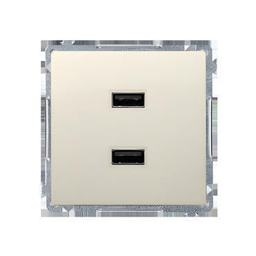 Nabíječka USB SIMON BASIC BMC2USB.01/12, 2 násobná, 2x USB typ A, 2, 1 A/5 V DC, béžová