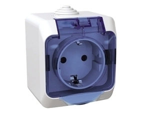 SCHN WDE000543 Cedar Plus IP44 - Zásuvka SCHUKO 230V 16A 2P+SE, bílá s čirým krytem