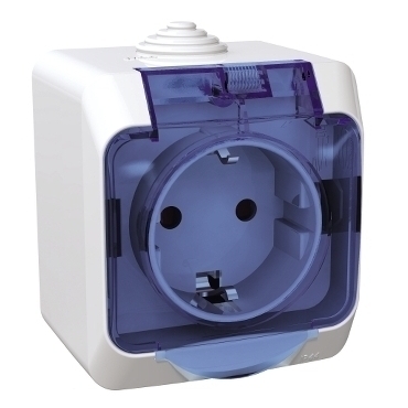 SCHN WDE000543 Cedar Plus IP44 - Zásuvka SCHUKO 230V 16A 2P+SE, bílá s čirým krytem