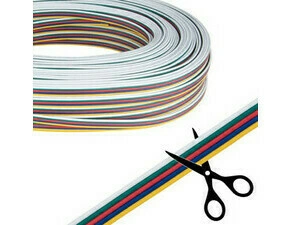 MC LED 5-žilový plochý PVC kabel AWG 18/0,82 mm2, bílá/zelená/červená/modrá/žlutá