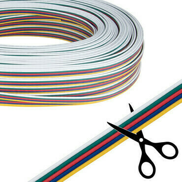 MC LED 5-žilový plochý PVC kabel AWG 18/0,82 mm2, bílá/zelená/červená/modrá/žlutá