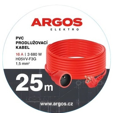 ARGOS  PRODLUŽOVACÍ KABEL 1Z 25M 1,5MM
