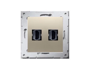 Zásuvka HDMI SIMON 54 DGHDMI2.01/44, 2 násobná (přístroj s krytem), zlatá metalizovaná