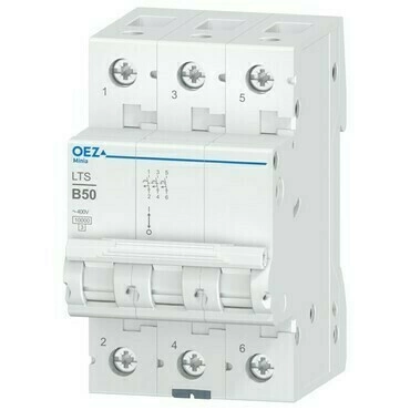 OEZ:42093 LTS-50B-3 Jistič In 50 A, Ue AC 230/400 V / DC 180 V, charakteristika B, 3pól, Icn 10 kA