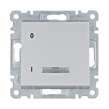 HAG WL0612 Spínač 1-pólový s podsvětlením, řazení 1, 16A/250V, stříbrná mat