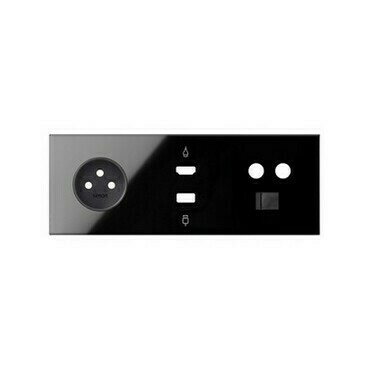 Sestava 3 násobná: 1 zásuvka+1 HDMI+1 USB+1 TV+1 RJ45, černá