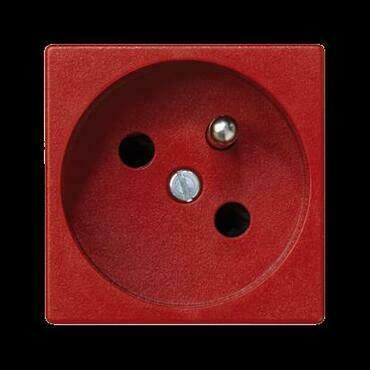 Zásuvka K45 SIMON K02/6, 1násobná, s uzemněním, naklopená dutina, 16A/250V~, šroubové svorky,červená