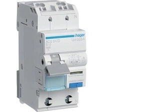 Chránič kombinovaný HAGER ADS910D chránič s nadproudovou ochranou B, 1+N, 6 kA, 0,03 A
