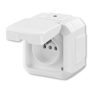 Zásuvka jednonásobná ABB Variant 5519N-C02540 B, bílá, s víčkem, pro průběž. montáž, IP54